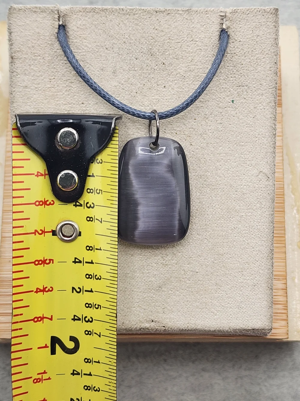 Black Rectangular Stone Pendant Necklace